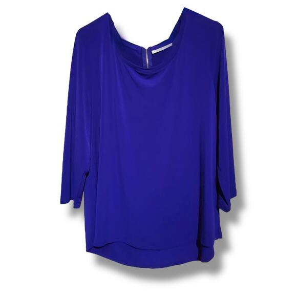 Chico's Women's Top - Size 2 (L/12) - Royal Blue High Low with Back Zip - Picture 1 of 5